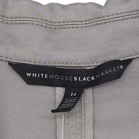 White House Black Market Military Jacket Womens 14 Grey Cropped Pockets - Picture 6 of 12